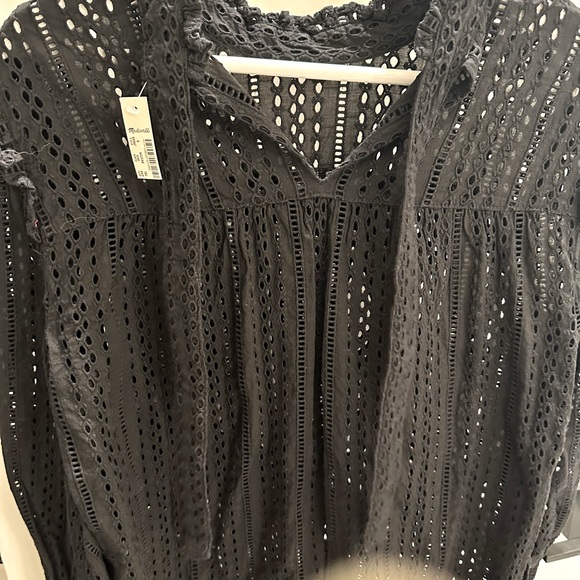 Madewell new black long sleeve eyelet top - Picture 2 of 5
